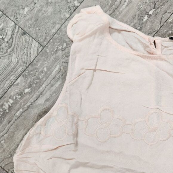 🇬🇪🍑Forever 21 Light Pink Floral Print Embroidered Lace Sleeveless Top Large - Picture 5 of 9